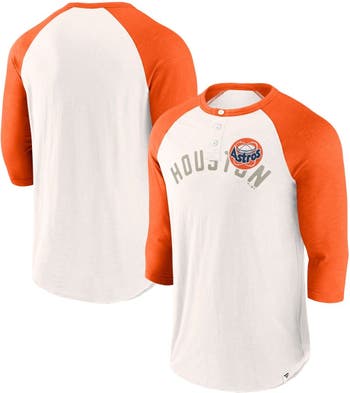 FANATICS Men's Fanatics Branded White/Orange Houston Astros Backdoor Slider  Raglan 3/4-Sleeve T-Shirt