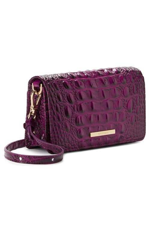 Shop Brahmin Minuette Croc Embossed Leather Crossbody Bag In Sugar Plum