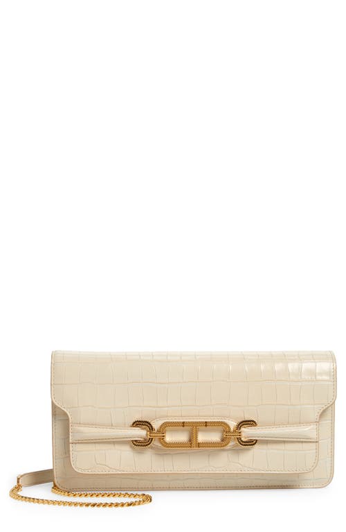 TOM FORD Whitney East/West Croc Embossed Leather Shoulder Bag in Ivory at Nordstrom