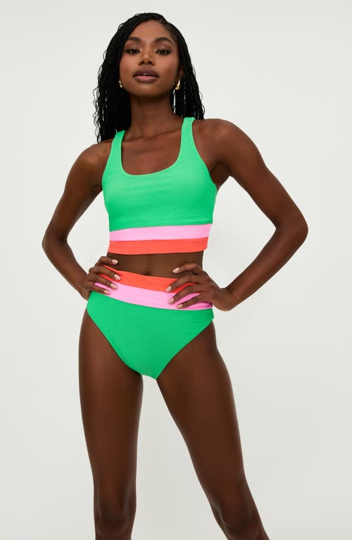 Shop Beach Riot Heidi Colorblock High Waist Bikini Bottoms In Island Green