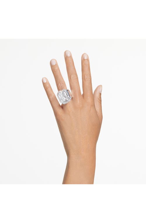 Swarovski Lucent Cocktail Ring In White/silver