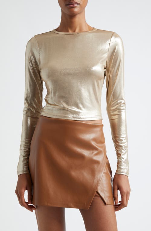 Shop Alice And Olivia Alice + Olivia Delaina Metallic Crop Top In Gold