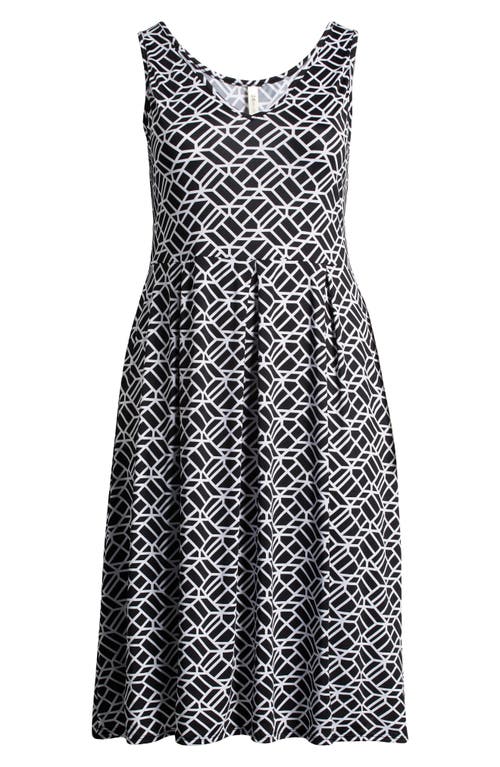 Shop 24seven Comfort Apparel Jersey Fit & Flare Midi Dress In Black Multi