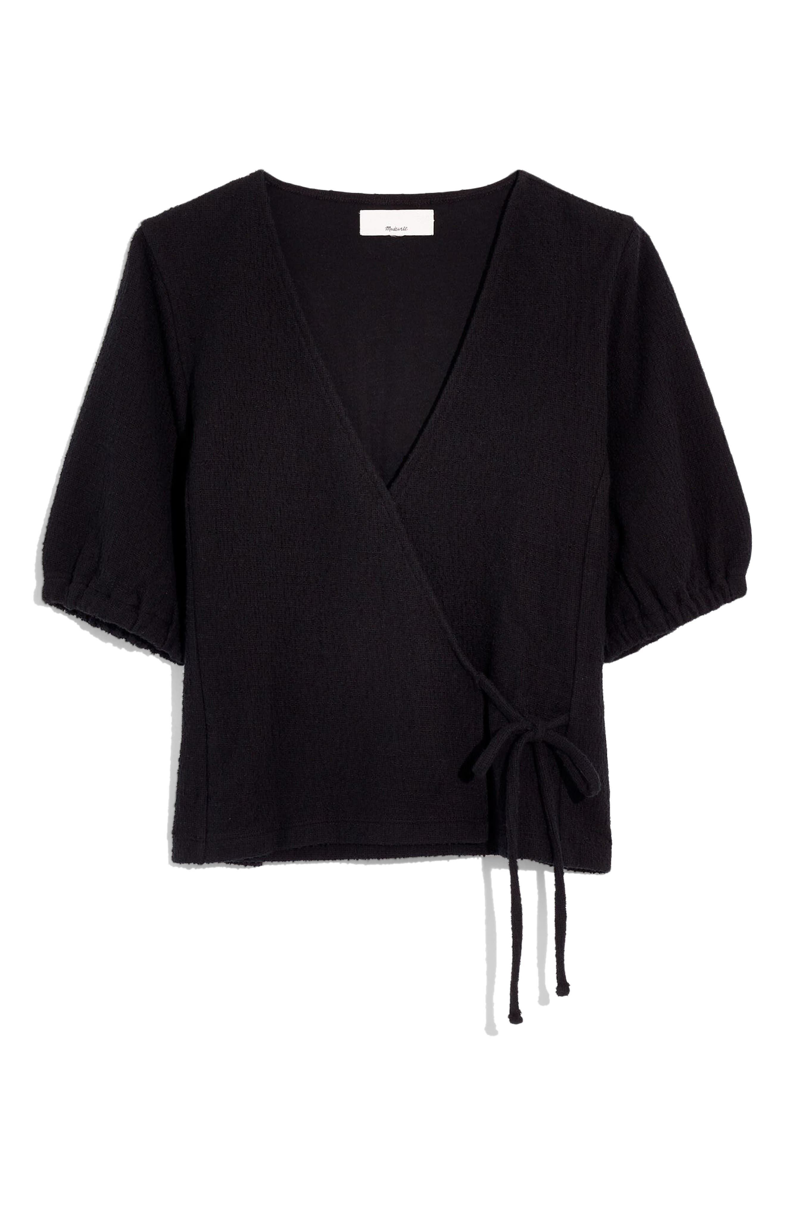wrap tops with puffy sleeves