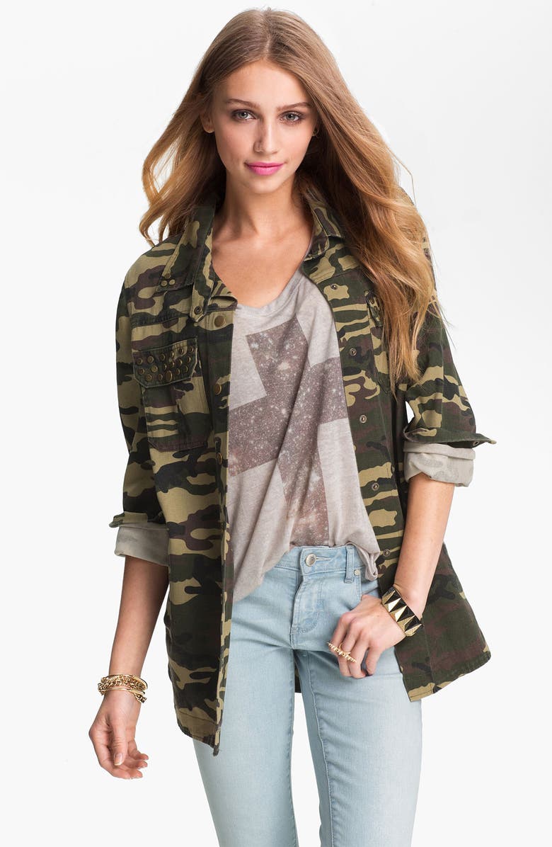 Studded Camo Print Army Jacket (Juniors) | Nordstrom