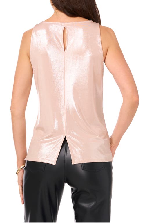 Shop Vince Camuto Metallic Foil Knit Tank Top In Rose Clay