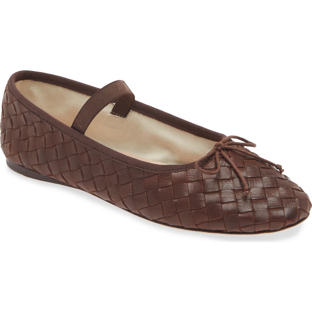 Loeffler Randall Leonie Woven Lambskin Leather Ballerina Flats In Espresso
