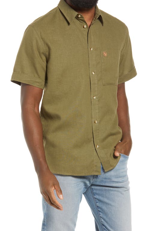Fjällräven Ovik Travel Short Sleeve Button-Up Shirt in Green