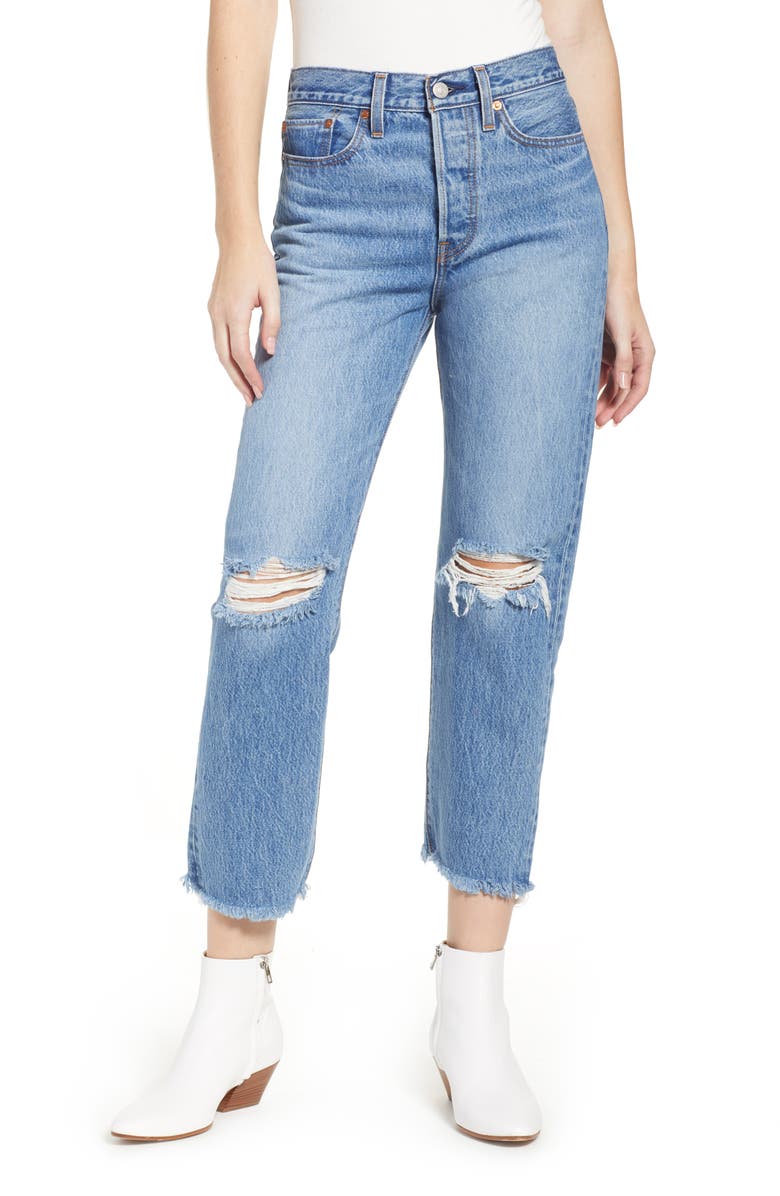 Levi's® Wedgie High Waist Ripped Crop Straight Leg Jeans (Uncovered ...