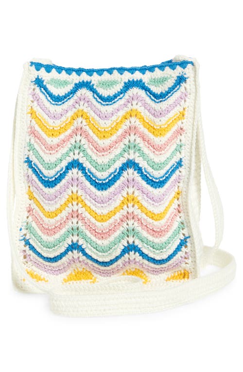 Shop Casablanca Wavy Stripe Cotton Crochet Tote In Gradient Wave