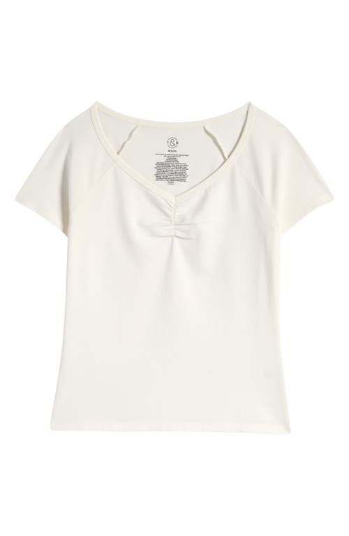 Shop Treasure & Bond Kids' Ruched Cotton T-shirt In Ivory Egret