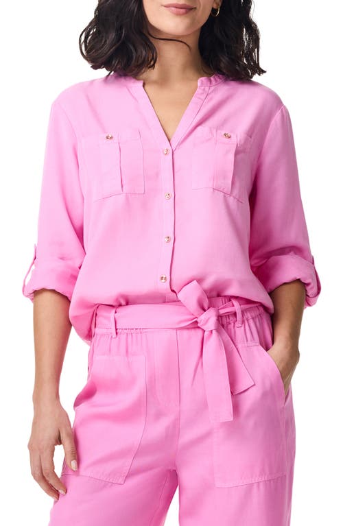 Drapey Utility Button-Up Shirt in Pink Lotus