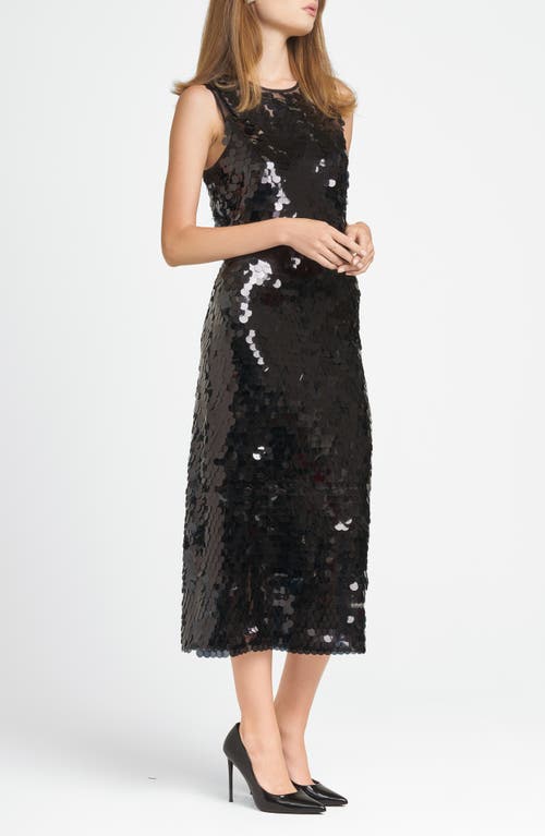 Shop Wayf X Chérie Madeleine Danse Sequin Sleeveless Midi Dress In Black