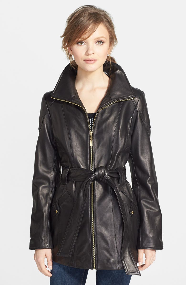 Ellen Tracy Leather Trench Jacket (Regular & Petite) | Nordstrom