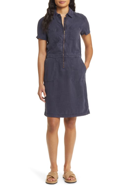 caslon(r) Utility Short Sleeve Zip Front Shirtdress in Navy Charcoal