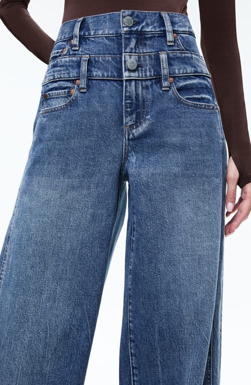 Shop Alice And Olivia Alice + Olivia Double Waistband Wide Leg Jeans In Brooklyn Blue