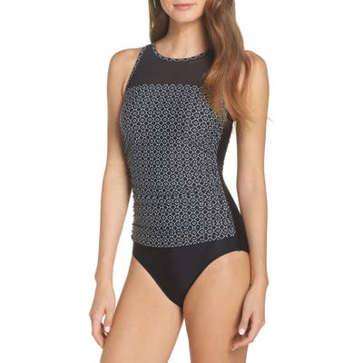 Amoena Ayon Pocketed High Neck One-Piece Swimsuit, Black