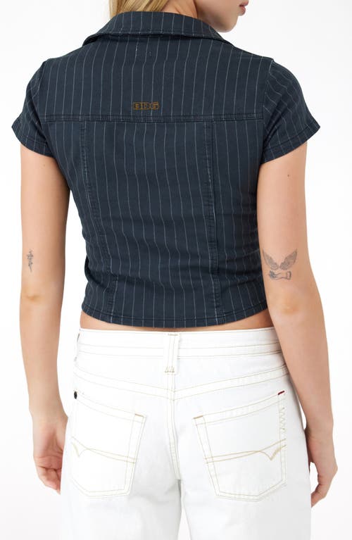 BDG URBAN OUTFITTERS BDG URBAN OUTFITTERS POLLY PINSTRIPE DENIM SNAP-UP SHIRT