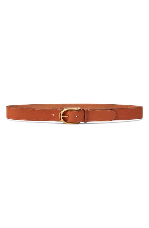Welington Calfskin Leather Belt in Brown Gold