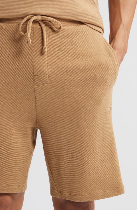 Shop Hugo Boss Boss Ribbed Pajama Shorts In Medium Beige