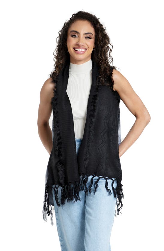 Saachi Faux Fur Fringe Vest In Black