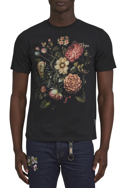 Shop Prps Alba Floral Cotton Graphic T-shirt In Black