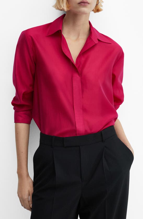 Shop Mango Malva Button-up Shirt In Strawberry