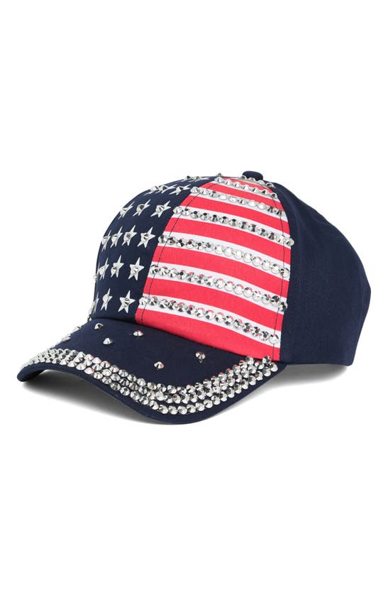 Collection Xiix Bling Stars & Stripes Baseball Cap In Navy