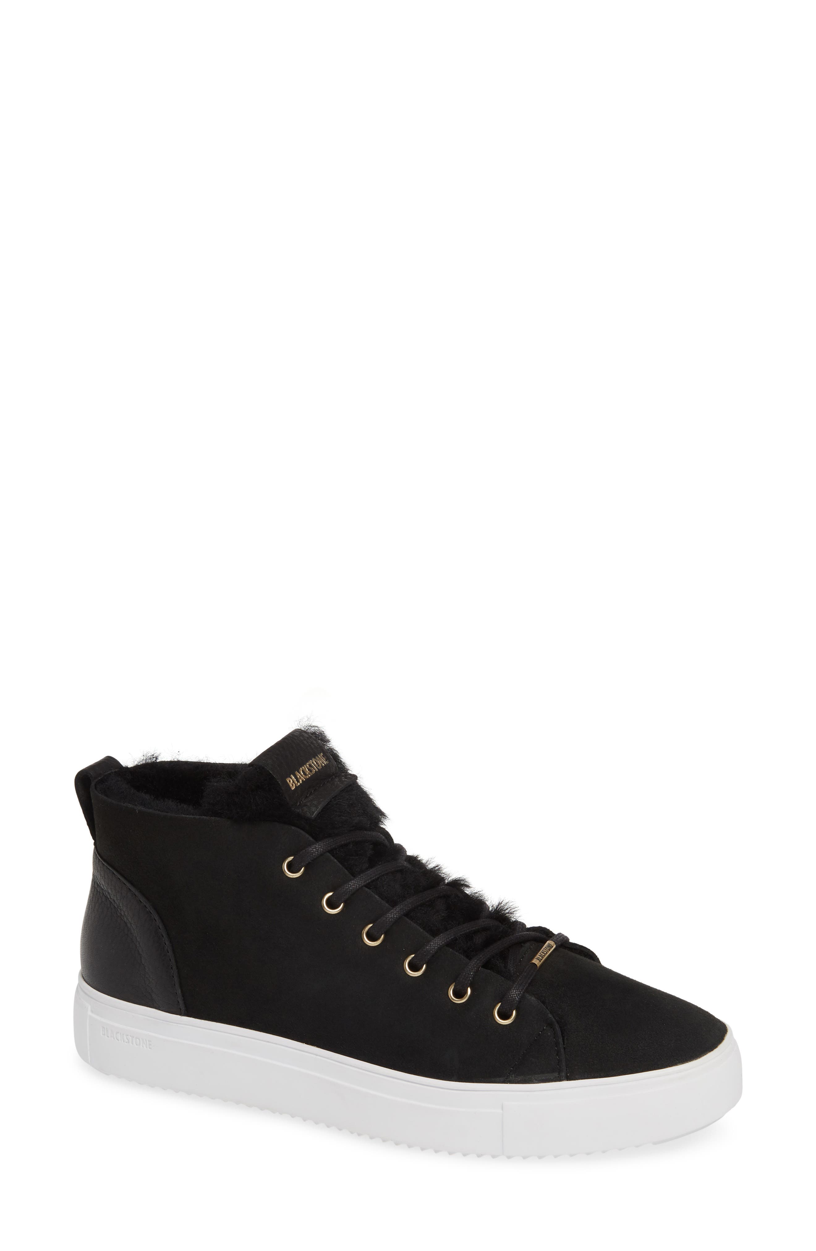 Blackstone Ql48 Genuine Shearling Lined High Top Sneaker, Black