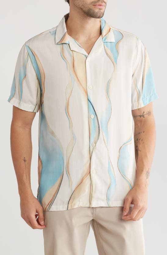 Cactus Man Wavy Short Sleeve Camp Shirt In Off White