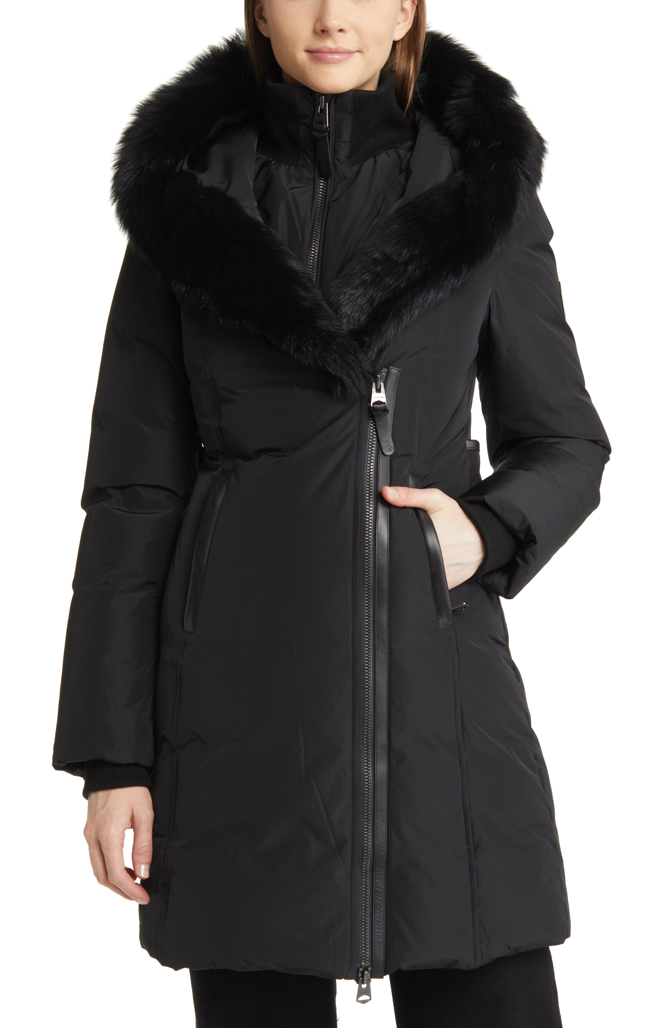 Shearling-trimmed down jacket