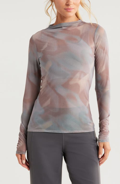 Shop Zella Sheer Luck Long Sleeve Mesh T-shirt In Purple Moon Reflections