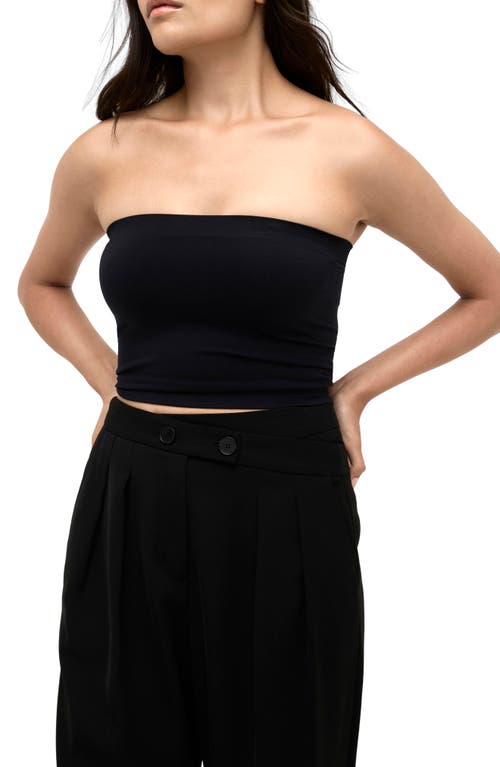 Kenneth Cole Seamless Crop Tube Top In Black