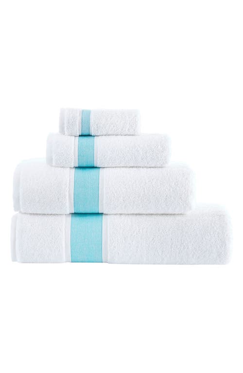 Shop Brooks Brothers Robe Stripe 4-pack Turkish Cotton Bath Towels In Sea Glass