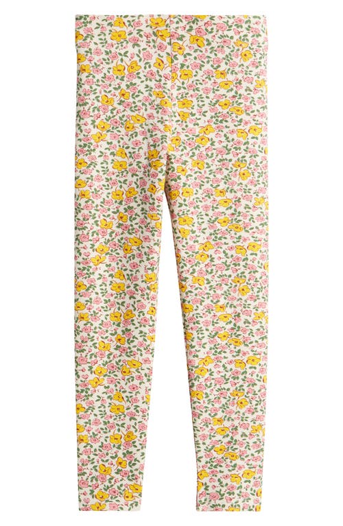 Mini Boden Kids' Fun Floral Print Leggings In Vanilla Pod Vintage Floral