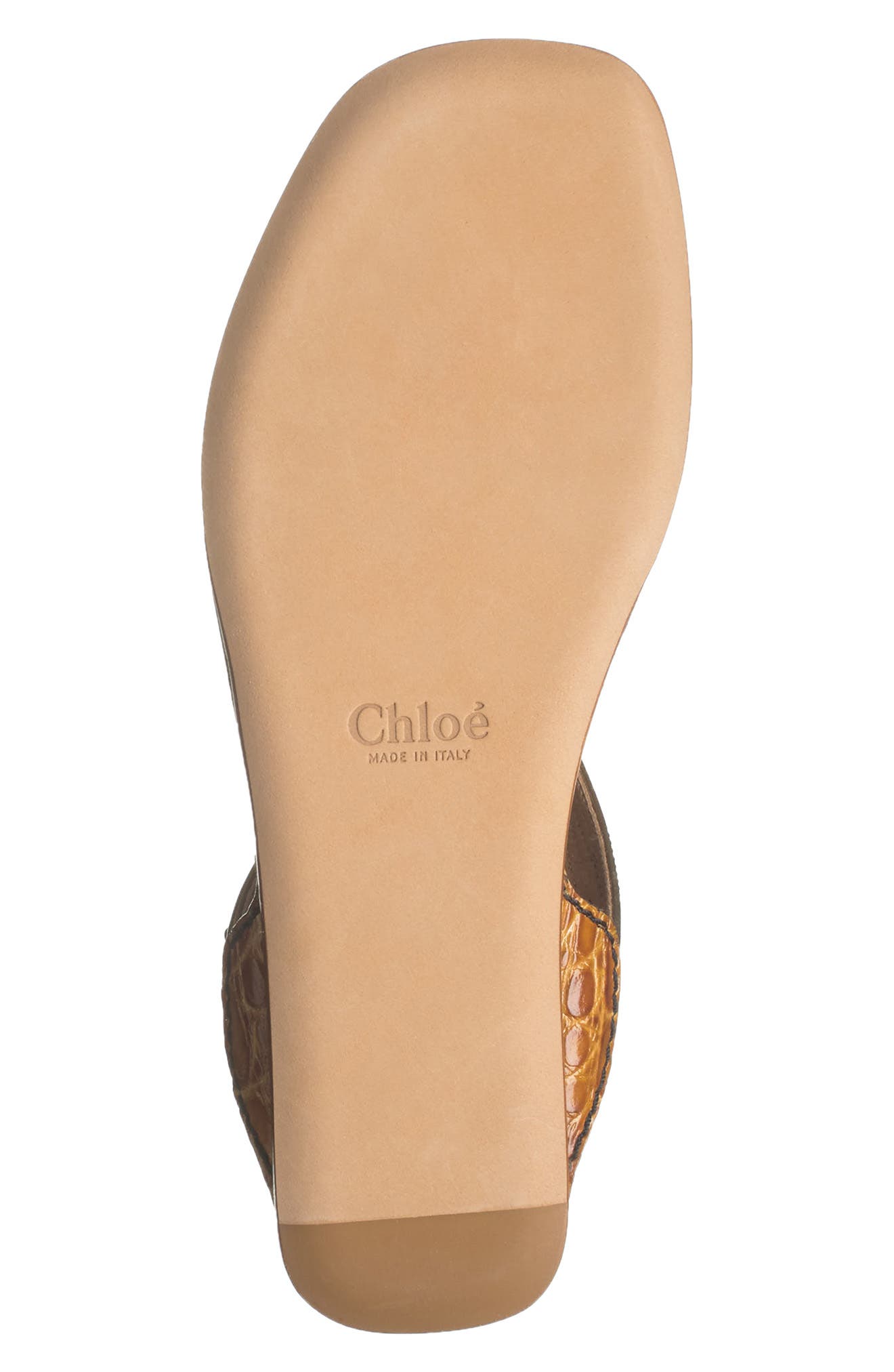 Chloé Carla Croc & Snakeskin Embossed Sandal In Amber Brown