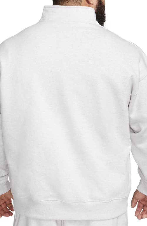 Shop Nike Solo Swoosh Oversize Quarter Zip Sweatshirt In Birch Heather/white