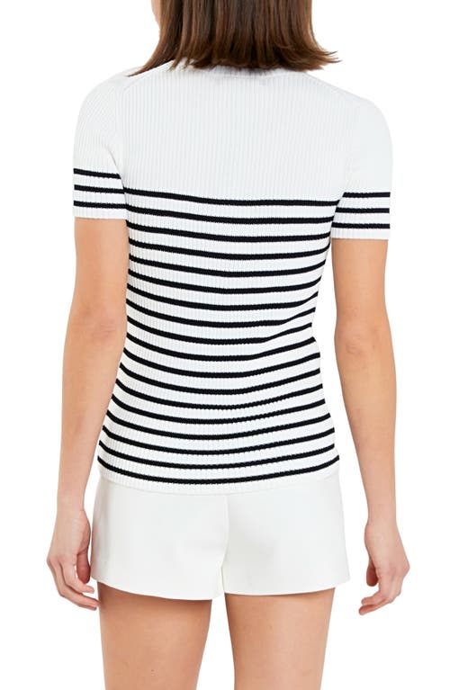 English Factory Stripe Rib Sweater In White/ Black