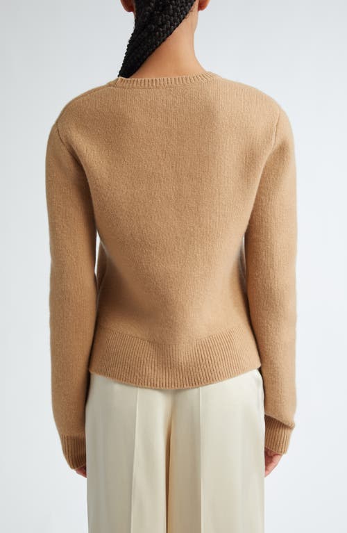 Shop Totême Toteme Crop Stretch Cashmere & Merino Wool Crewneck Sweater In Camel