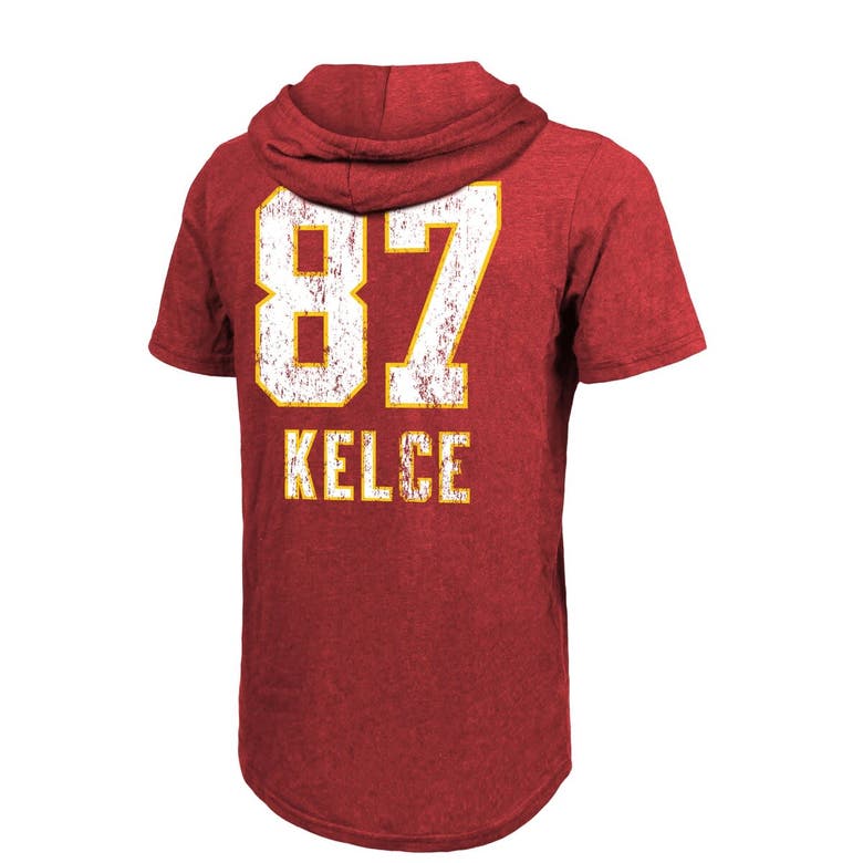 Shop Majestic Threads Travis Kelce Red Kansas City Chiefs Super Bowl Lviii Player Name & Number Tri-blend