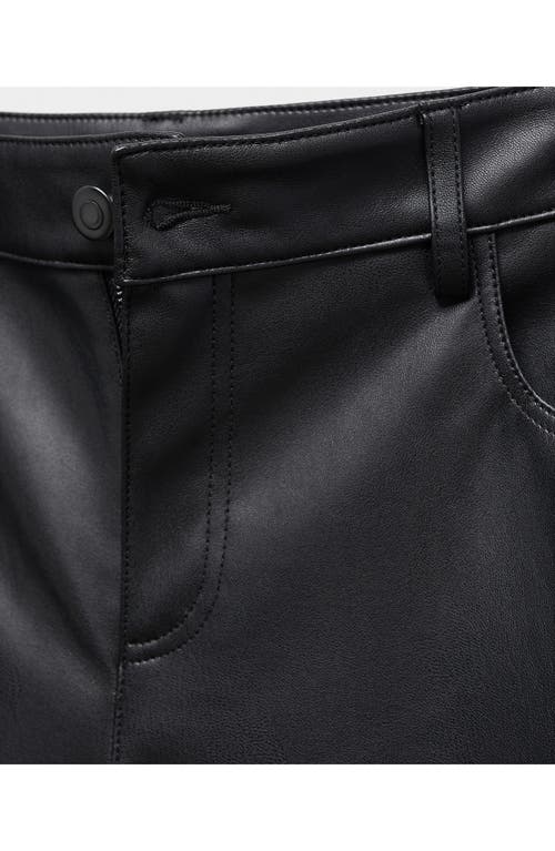 Mango High Waist Straight Leg Faux Leather Pants In Black