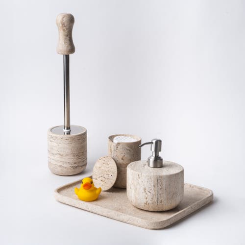Andjacob Decor Less Is More Multi-use Tray In Travertine Marble