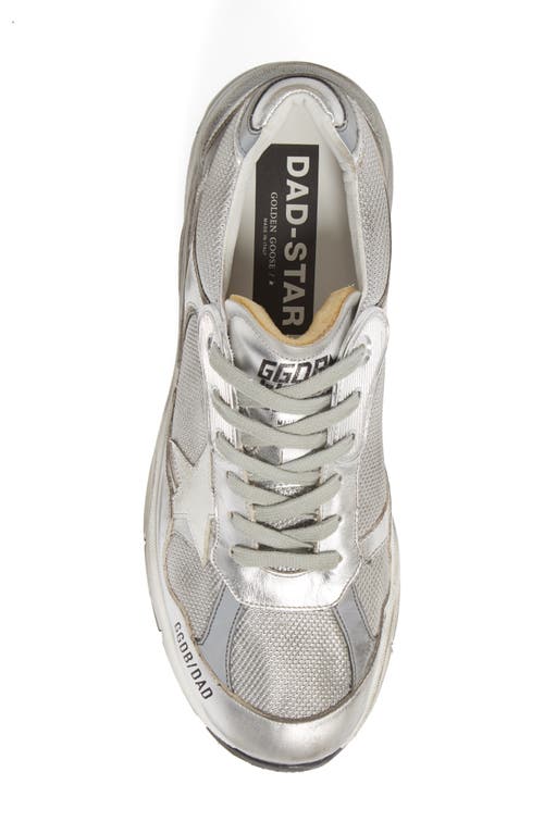 Shop Golden Goose Dad-star Metallic Sneaker In Silver/white