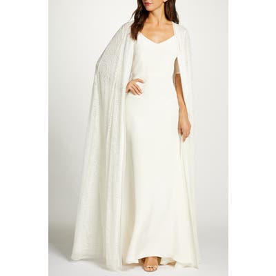 Tadashi Shoji Embroidered Cape, Ivory