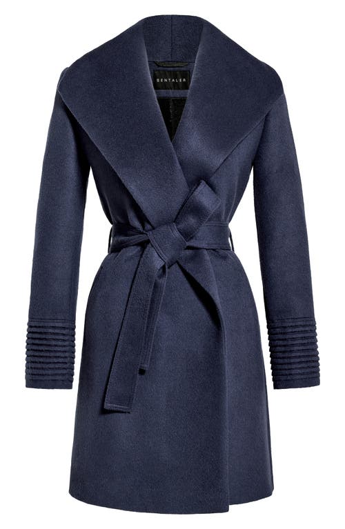 Sentaler Shawl Collar Wrap Coat In Deep Navy