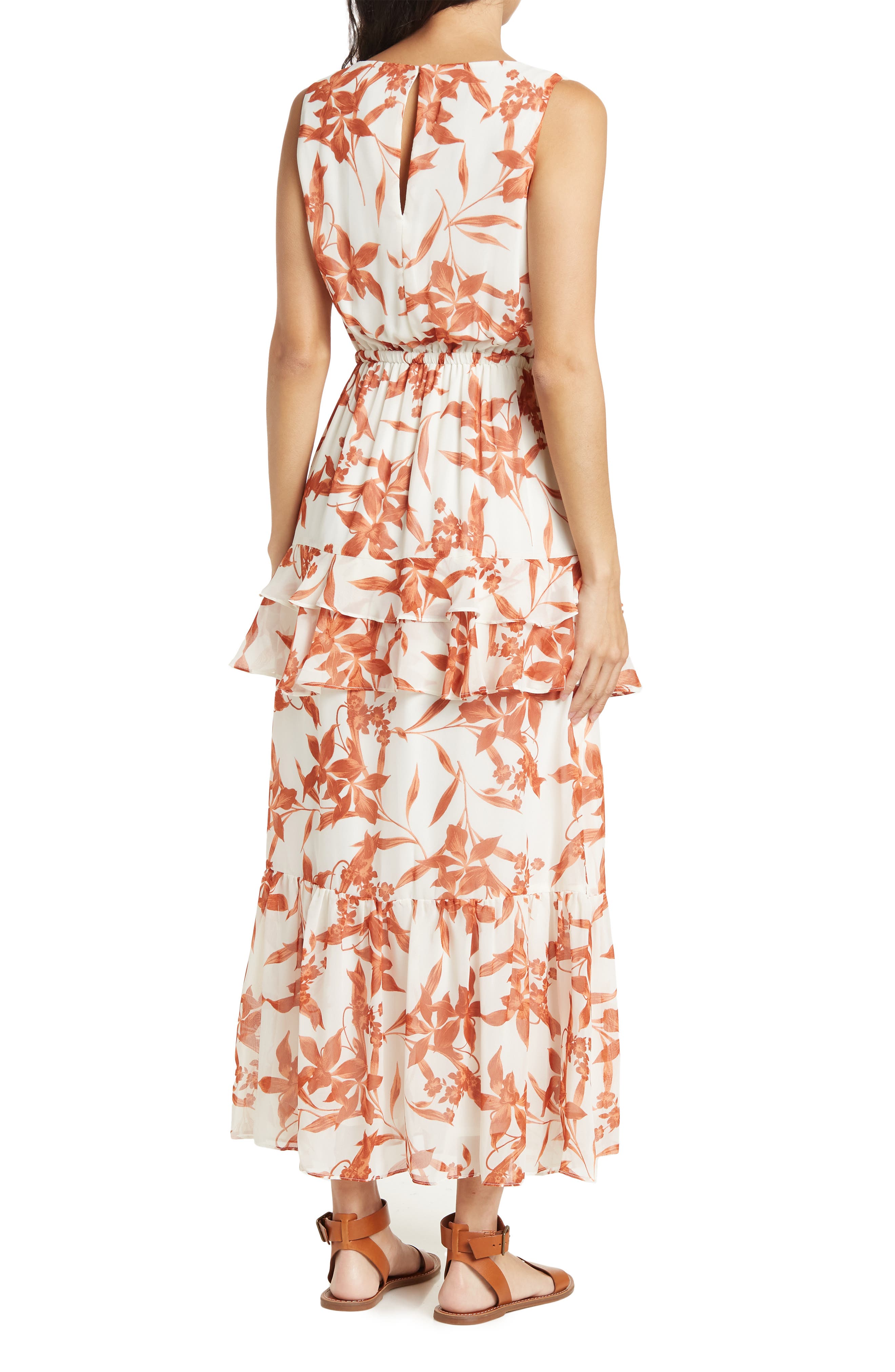 V-Neck Sleeveless Ruffled Maxi Dress 