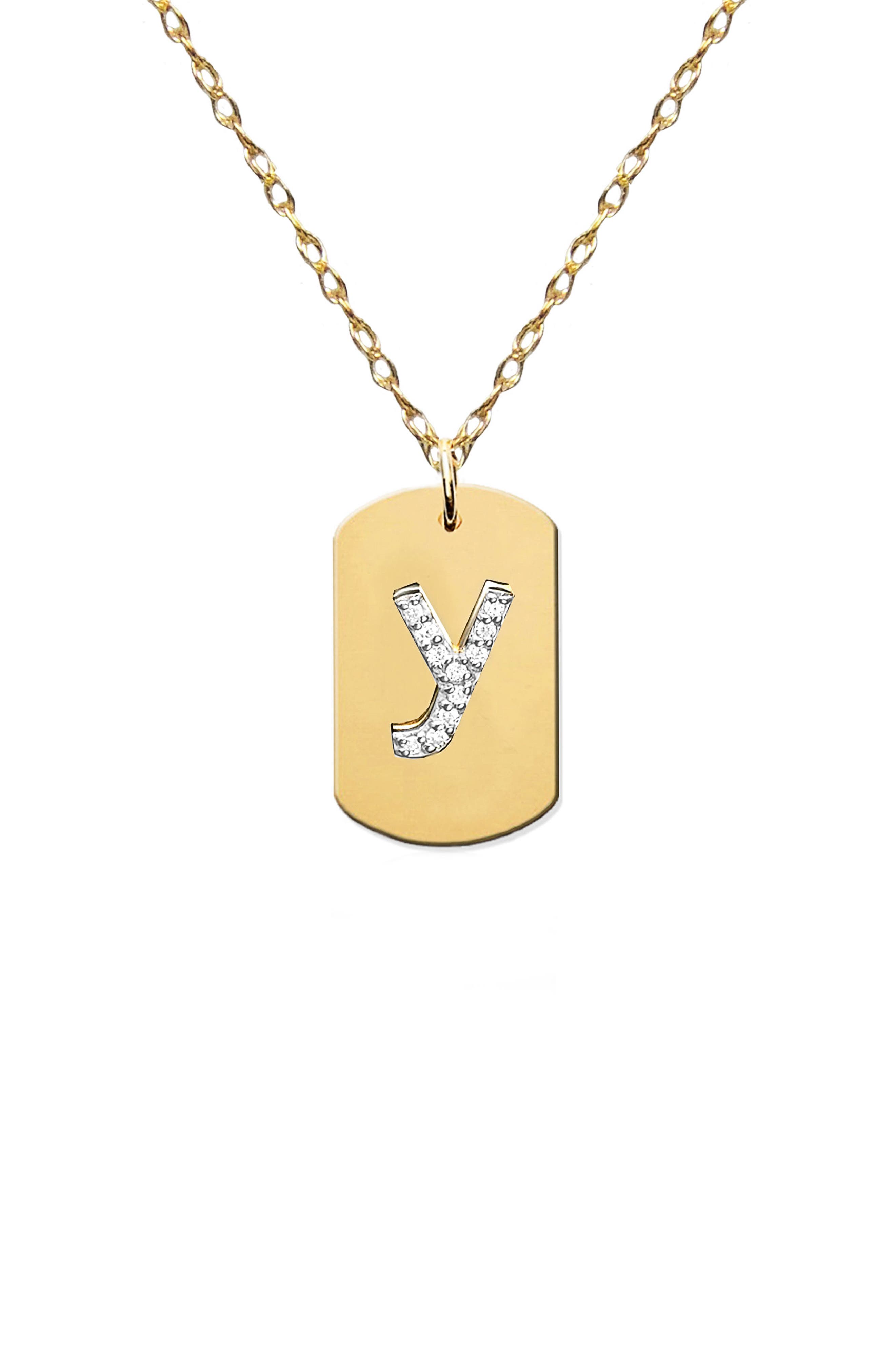 Jane Basch Designs Diamond Initial Dog Tag Necklace (Nordstrom Exclusive)