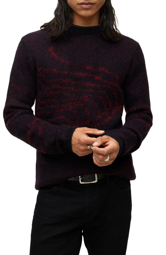 John Varvatos Seton Printed Regular Fit Crewneck Sweater In Black
