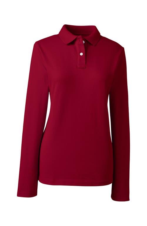 Shop Lands' End School Uniform  Long Sleeve Feminine Fit Mesh Polo Shirt In Red