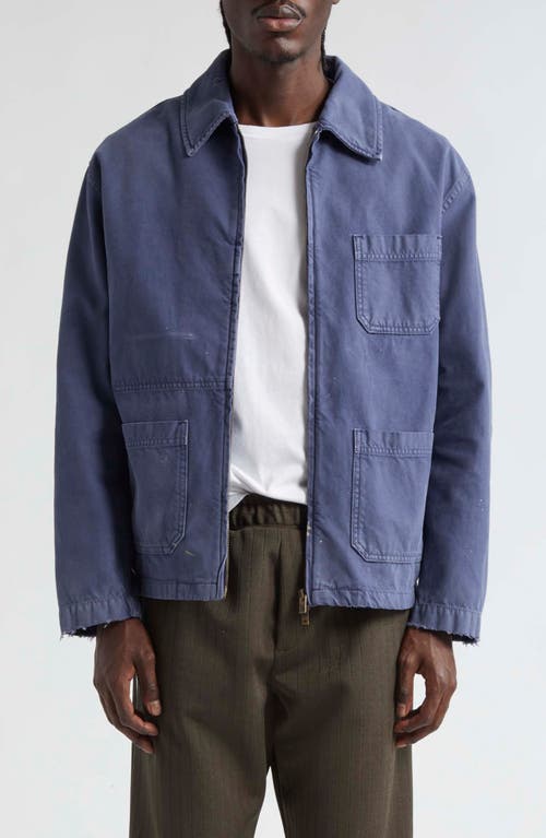 Shop Golden Goose Journey Splatter Cotton Twill Chore Jacket In Blue